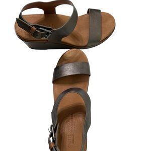 Gentle Souls Women's Sandals in Charcoal and Cognac